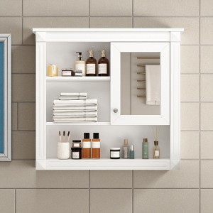 Mshliw 32" Bathroom Wall Cabinet with Mirror, Wall Mounted Medicine Cabinet with 4 Adjustable Shelves, Over Toilet Storage Organizer - 1 of 4
