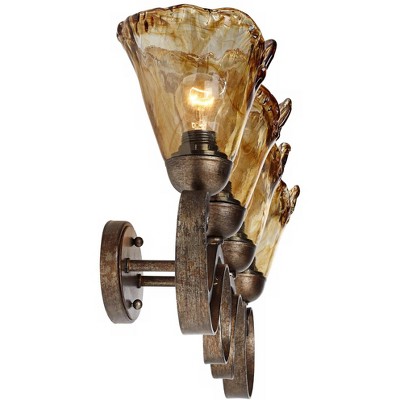 Amber Scroll Bronze 4-Light Curved Bathroom Vanity Fixture