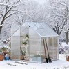 Akoasm 74.75 in. W Outdoor Aluminium Greenhouse with Adjustable Roof Vents, Rain Gutters & Sliding Doors for Winter-Silver - 3 of 4