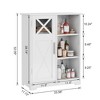 VECELO Bathroom Floor Storage Cabinet with 2 Adjustable Shelves, Freestanding Cabinet with 1 Door & 3 Open Compartments, White - 3 of 4