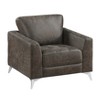 Brownish Gray Polished Microfiber Upholstery Elegant Modern Style Chair 1pc Solid Wood Living Room Furniture Metal Legs - 3 of 4