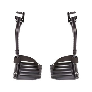 Invacare Wheelchair Legrest Hemi Footrests with Heel Loops, Flip-Up Aluminum Footplate & More - 1 of 4