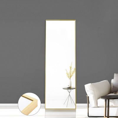 Large Decorative Mirrors For Living Room,59" x 16" Metal Frame Full Length Mirror Floor Mirror Hanging Standing or Leaning-The Pop Home