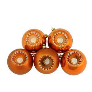 Northlight Retro Reflector Shatterproof 2-Finish Christmas Ball Ornaments - 3.25" (80mm) - Burnt Orange - 5ct - 1 of 1