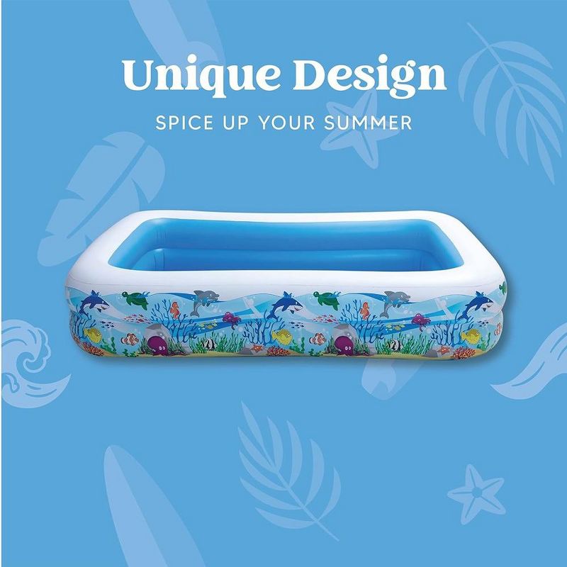 Syncfun Inflatable Swimming Pool, 103" x 69" x 20" Giant-Size Swim Center Kiddie Pool Ocean Pattern for Summer, 3 of 7