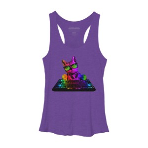 Women's Design By Humans Cool Cat DJ By clingcling Racerback Tank Top - 1 of 3