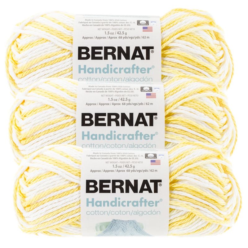 (Pack of 3) Bernat Handicrafter Cotton Yarn - Ombres-Lemon Swirl, 1 of 3