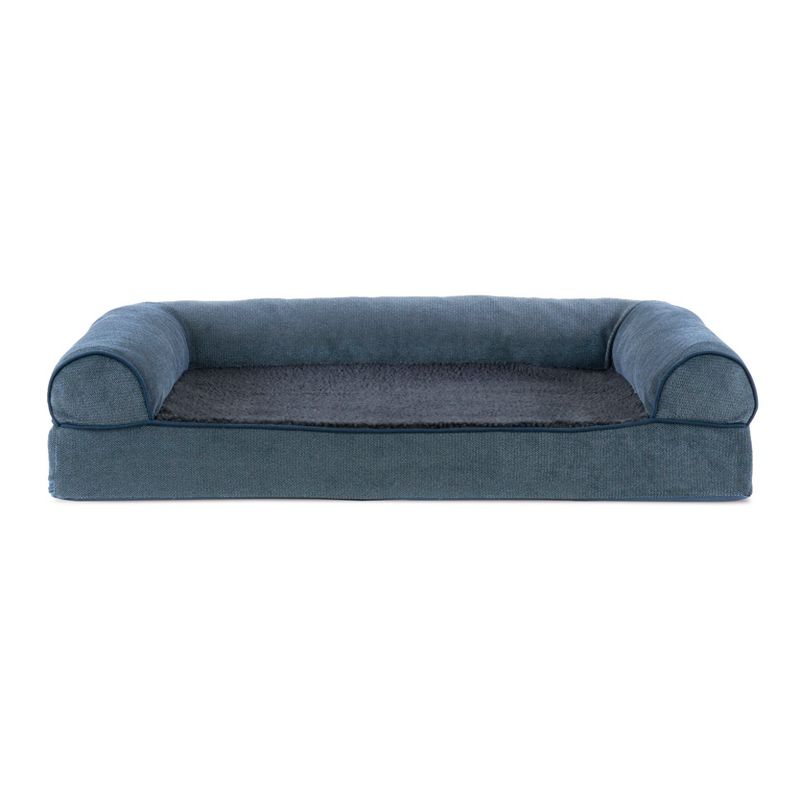 FurHaven Faux Fleece and Chenille Cooling Gel Memory Foam Sofa Dog Bed, 2 of 4