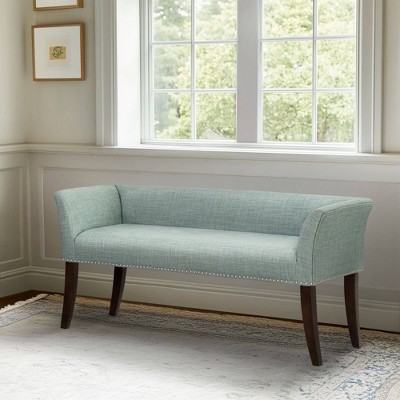 NicBex 49.5" End of Bed Bench with Low Back,Upholstered Ottoman Bench with Flared Arms,Plush Foot Stool with Nailhead Trim,Storage Bench for Bedroom