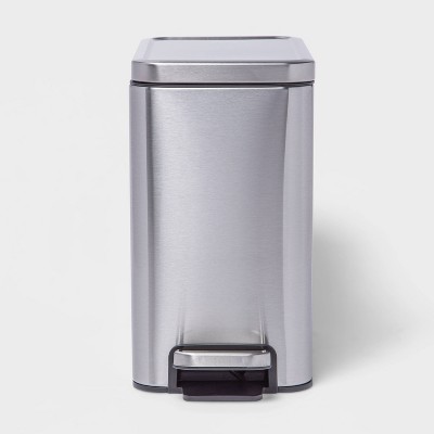 10L Slim Stainless Step Trash Can Silver - Made By Design™