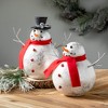 9.5"H and 11.25"H Sullivans Shiny Round Snowman Figure - Set of 2, Christmas Decor, Multicolored - 3 of 3