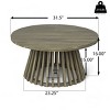 31" Acacia Wood Patio Coffee Table,Outdoor Round Coffee Table With Slatted Base,Wooden Accent Dining Table For Garden Backyard-Coolbibila - 4 of 4