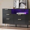 TV Cabinet with Storage LED Lights,Power Outlets,Dresser with 8 Drawers Open Shelf - 3 of 4