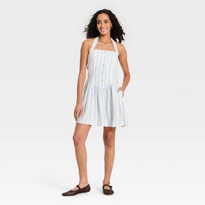 Женские свитеры Universal Thread Women's Sleeveless Pullover Mini Sundress - Universal Thread™ Blue Striped XL — фото 3