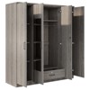 Whisen Wood 4-Door Wardrobe Armoires with Hanging Rod, Locking Drawer and Storage Shelves - 4 of 4