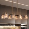 LNC Aidtyrtm 8-Lights 37.5" Modern Linear Kitchen Island Pendant  Lights, Polished Gold and Matte Black with Textured Glass - 2 of 4