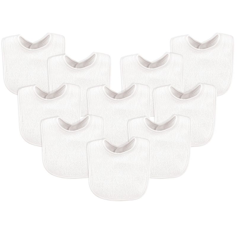 Luvable Friends Baby Cotton Terry Bibs 10pk, White, One Size, 1 of 3