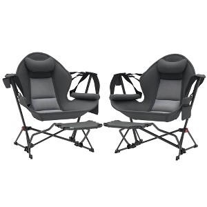 Outsunny Hammock Camping Chair Set of 2, Adjustable Back Folding Rocking Chair with Cup Holder and Padded Seat for Travel Sports Concerts - 1 of 4