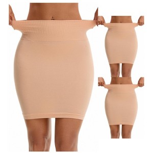 INSPIRE CHIC Women's 3 Packs High Waist Under Skirt Seamless Half Slips Shaping Under Mini Dress - 1 of 4