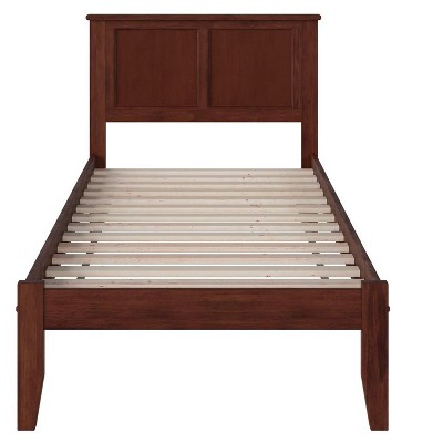 Walnut Twin XL Wood Platform Bed with Headboard