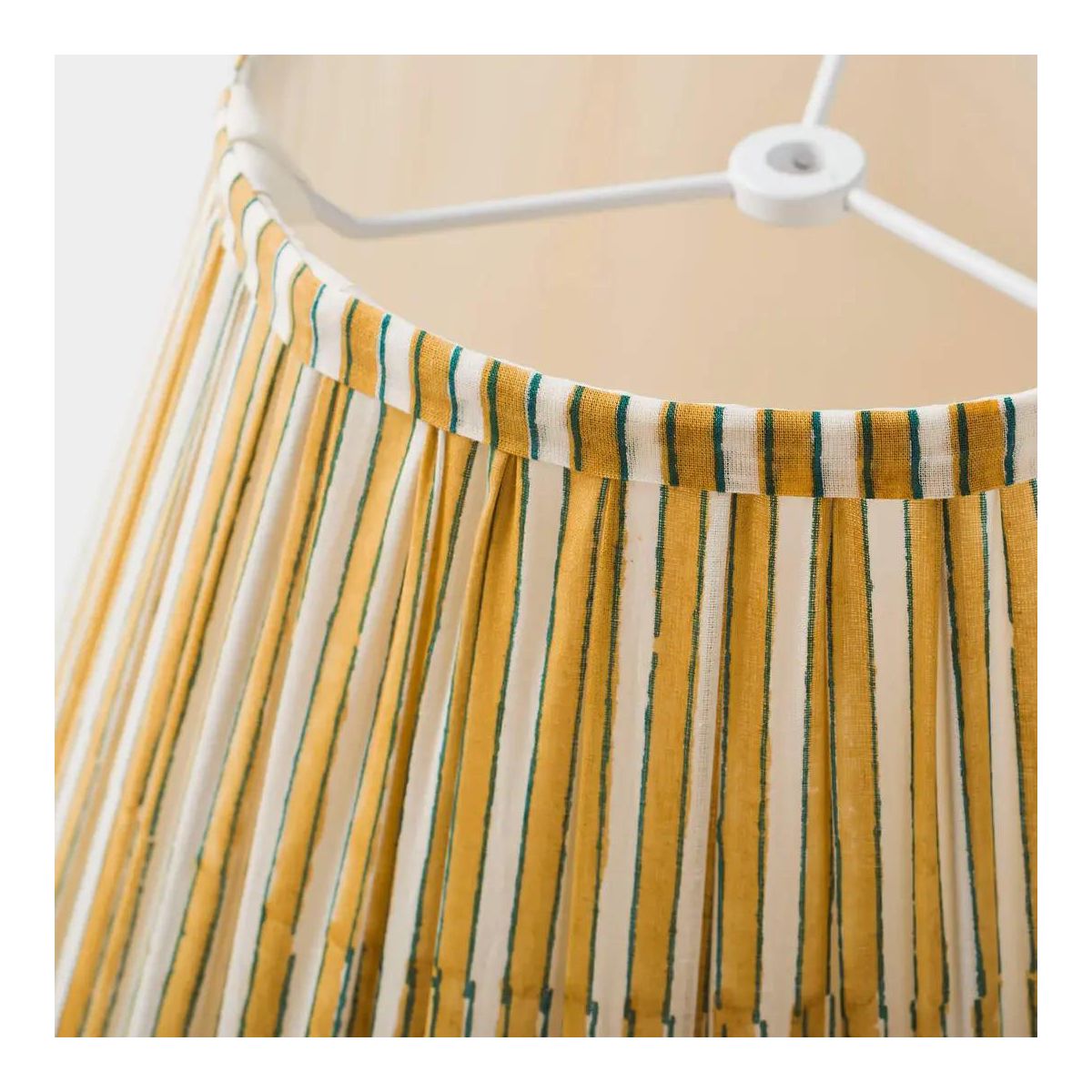 Mela Artisans Candy Stripe Pleated Cotton Lampshade - Yellow & White - thumbnail 4