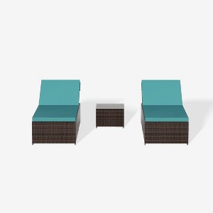 WestinTrends 3-Piece Outdoor Wicker Chaise Lounge Set with Side Table - 1 of 3