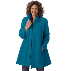 Woman Within Plus Size Fleece Swing Funnel-Neck Coat - 1 of 4