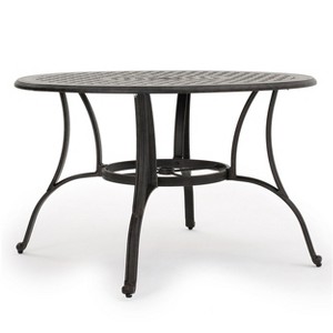 Alfresco Round Cast Aluminum Dining Table - Bronze Christopher Knight Home: Weather-Resistant, 4-Seater with Umbrella Hole - 1 of 4