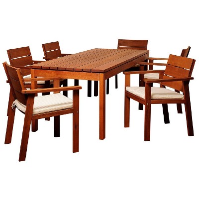 Gerald 7pc Eucalyptus Wood Patio Dining Set - International Home Miami