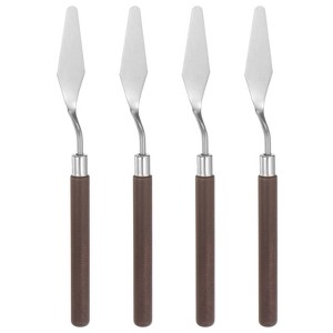 Unique Bargains Stainless Steel Wood Handle Flexible Polished Painting Mixing Scraper 4 Pcs - 1 of 4