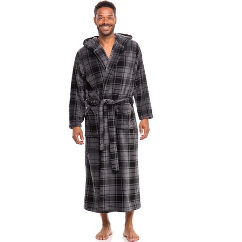 Alexander Del Rossa Mens Full Length Hooded Bathrobe, Flannel Plaids ...