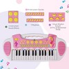 Kids Electronic Keyboard Piano with Stool, Microphone & Flashing Lights – Pink - 4 of 4