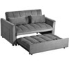 TiramisuBest 3-in-1 Convertible Sleeper Sofa Bed, Velvet Loveseat Futon Couch with Pull-Out Bed, Pillows & Storage Pockets, Black - 3 of 4