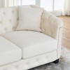 JUJABU 77" 3-Seater Modern Velvet Sofa with Nailhead Trim Arms and 2 Accent Pillows for Living Room, Apartment, Office, Beige - 4 of 4