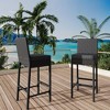 Wicker Woven Outdoor Bar Stools Set, Rattan Patio Stools & Patio Armless Bar Chairs, Outdoor Bar Height Chair With Soft Seat Cushion - 3 of 4