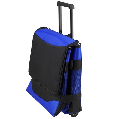 Blue and Black Rolling Insulated Picnic Cooler with Wheels