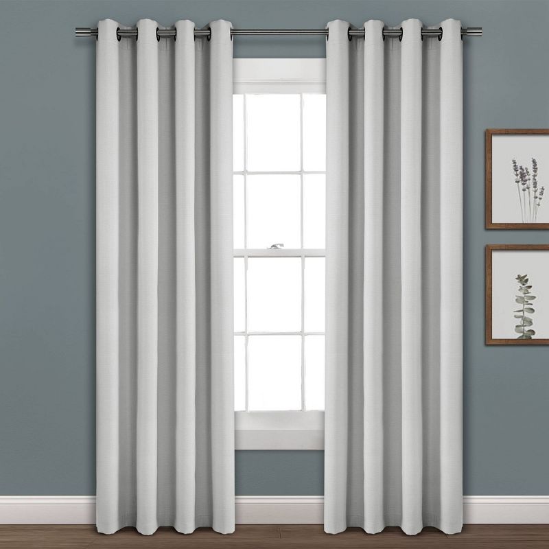Faux Linen Absolute Blackout Grommet Top Single Window Curtain Panel - Lush Décor, 1 of 9