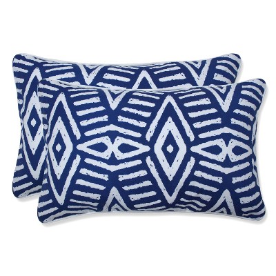 2pk Geometric Dimensions Rectangular Throw Pillows Blue - Pillow Perfect