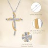 GILDED 1/4 CTTW Natural Diamond Twist Cross Pendant Necklace in 14KT Yellow Gold Plated or 925 Sterling Silver, 18" Chain - 2 of 4