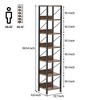 Narrow Bookshelf Tall Bookcase 6 Tier Storage Rack Rustic Corner Shelf Freestanding Industrial Display Stand for Bedroom, Living Room, Home Office - 3 of 4