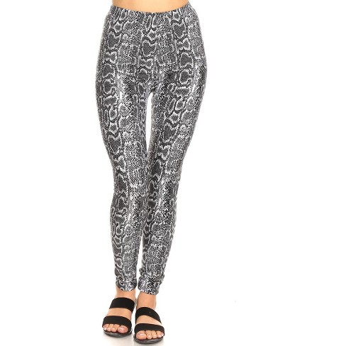 Women's One Size Fits Most Printed Leggings Grey Snake One Size Fits Most -  White Mark
