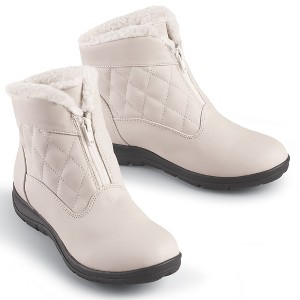 Collections Etc Extra Wide Width Classic Quilted Front Zip Ankle Boots - 1 of 3