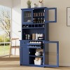 35.4'' Farmhouse Pantry Cabinet with Hutch, Adjustable Shelves & Glass Doors, Tall Freestanding Buffet for Dining Room-3irtyhousy - 3 of 4
