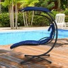 Costway Costway Patio Hanging Lounge Chaise Hammock Chair Removable Canopy Grey/Navy/Turquoise - 3 of 4