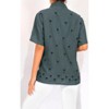 LA LEELA Women's Casual Solid Blouse Shirt TShirts Short Sleeve Button Down Dress Tops Tee Shirts Hawaiian Blouses for Women - 3 of 4