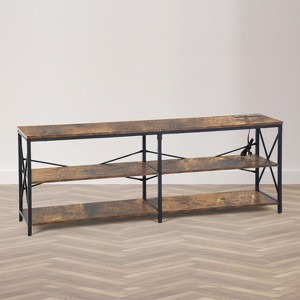 ZACHVO Rustic Industrial TV Stand with Power Outlet, for Living Room Decor, Brown - 1 of 4