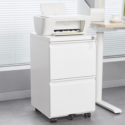 2 Drawer Mobile File Cabinet with Lock,Under Desk Metal Filing Cabinet,Rolling Filing Storage Cabinet Files Storage Cabinet for Office Home