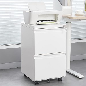 2 Drawer Mobile File Cabinet with Lock,Under Desk Metal Filing Cabinet,Rolling Filing Storage Cabinet Files Storage Cabinet for Office Home - 1 of 4