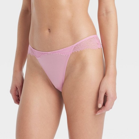Women's Lace Trim Cotton Bikini Underwear - Auden™ Blue M : Target
