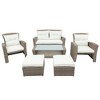 Sapphtopaz Outdoor Patio Furniture Set Rattan Patio Chairs Sectional Loveseat with Glass Table Top Coffee Table for Patio, Garden, Backyard - 2 of 4